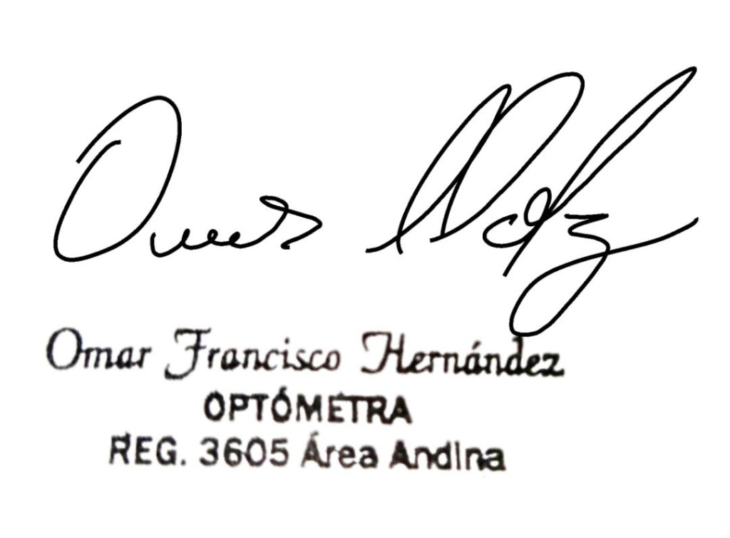 Firma y sello del optómetra
